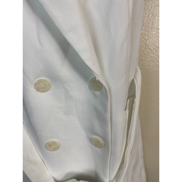 Zara White Double Breasted Belted Vest Coat Women size Medium Capsule Sleeveless - Picture 5 of 16